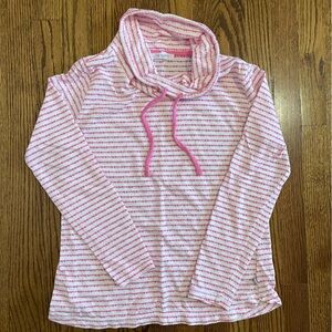 Talbots Pink and White Striped Hooded Sweatshirt